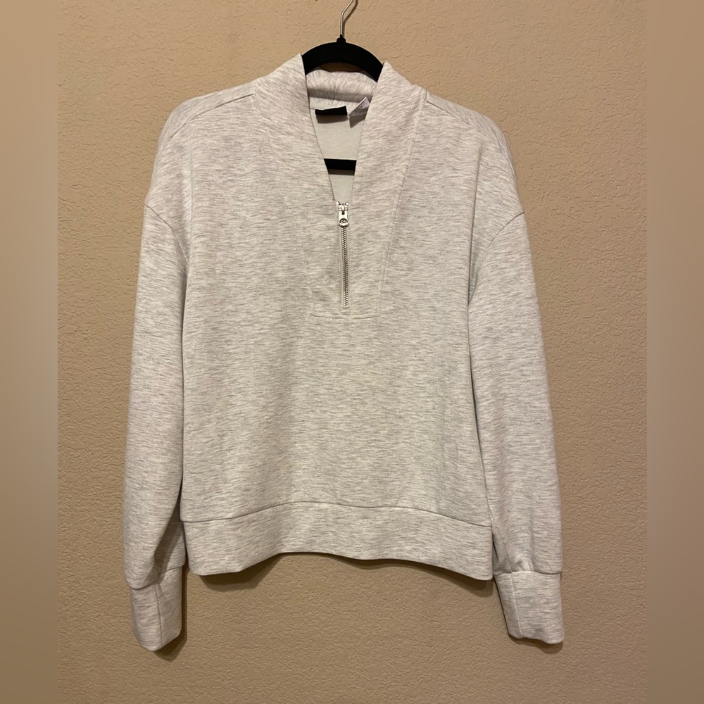 Bailey 44 Womens Heather Gray Half-Zip Pullover Sweatshirt Cropped ultra soft M
